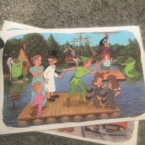 4 Vntg Disneyland Disney Placemat Laminated Mickey Donald Alice PeterPan Poppins